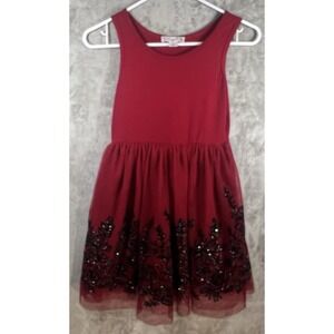 Knitworks Dress Girls youth Size M (10) ‎ Sleeveless red flowers